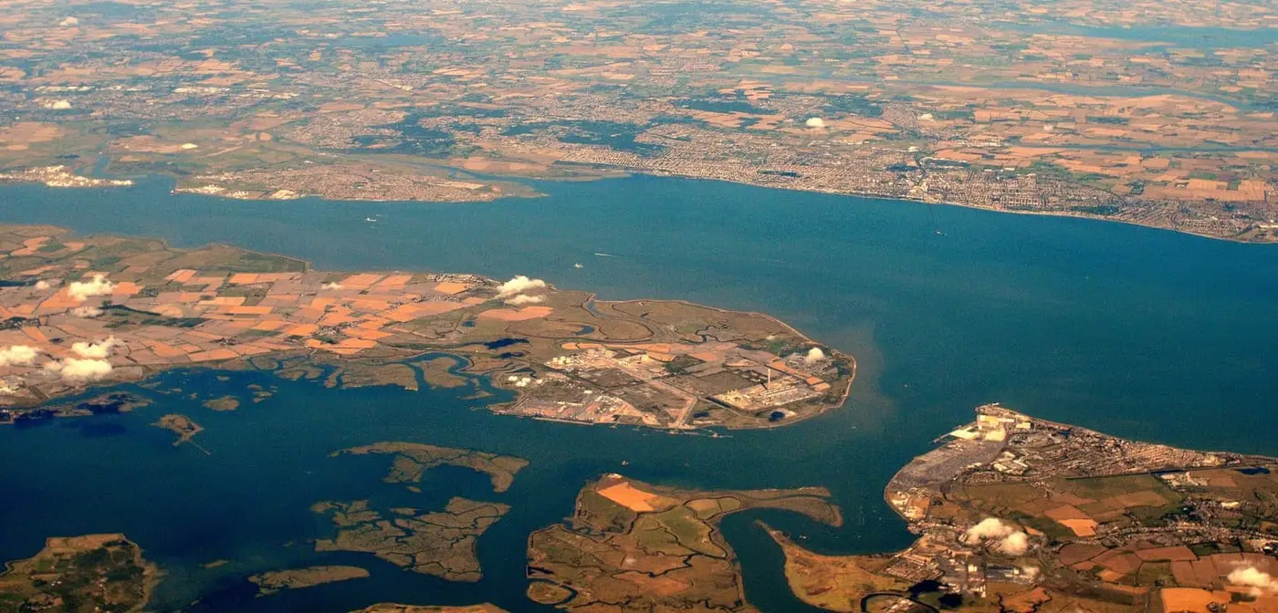 The Thames Estuary, looking across the marshes towards the Isle of Grain